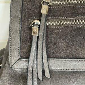 Sole Society Charcoal Grey Faux Leather and Suede Backpack Purse